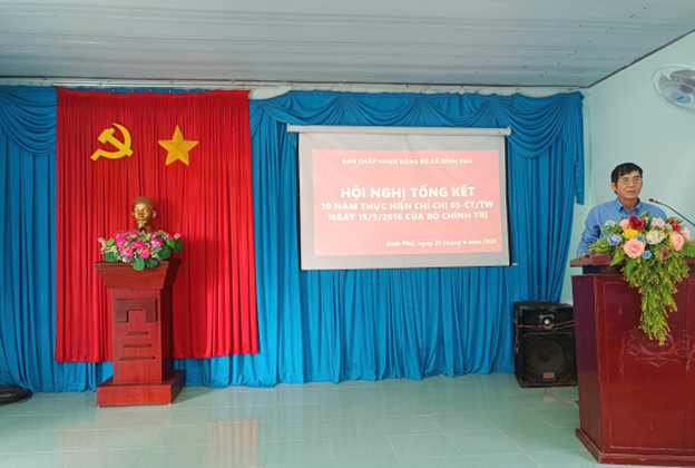 Đảng bộ xã Bình Phú tổ chức Hội nghị tổng kết 10 năm thực hiện Chỉ thị 05 của Bộ Chính trị “Về đẩy mạnh học tập và làm theo tư tưởng, đạo đức, phong cách Hồ Chí Minh”